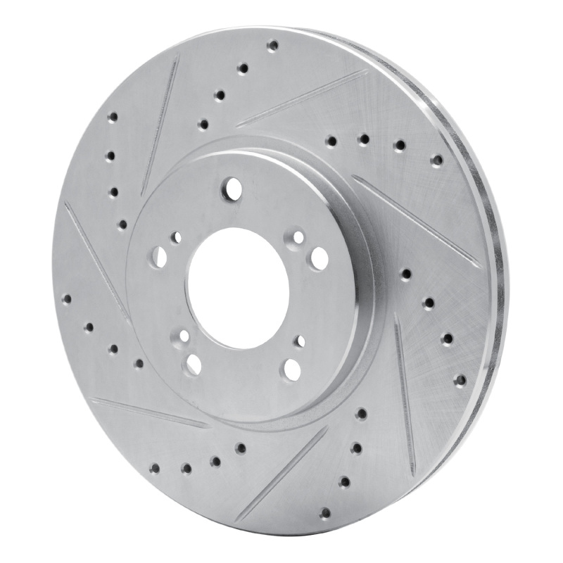 Acura RL Brake Rotor (1) - Front Left - R1 Concepts - Drilled & Slotted - Silver - `99-`04